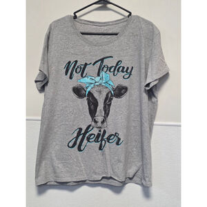 Women's Unbranded Gray Not Today Heifer Cow Graphic Tee‎ 2X